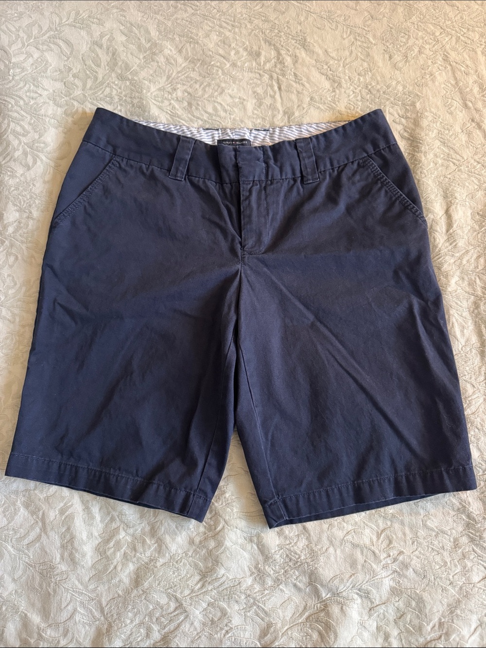 Tommy Hilfiger Navy Flat-Front Cotton Bermuda Women’s Shorts